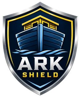 Ark Shield logo with boat and waves