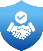 Trust symbol featuring handshake and checkmark
